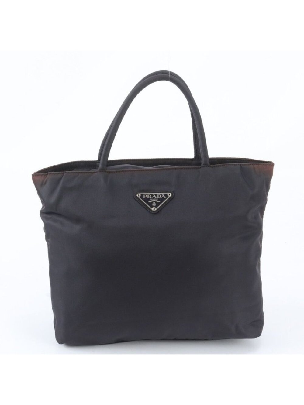 Prada Tessuto Nylon Triangle Logo Tote Bag Shoulder Hand Black